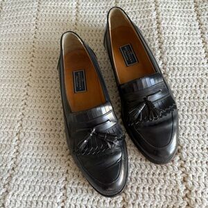 Bostonian Florentine Black Leather Tassel Loafers Made in Italy Men's Size 9